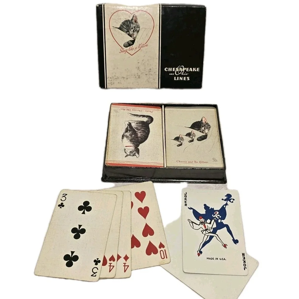 Chesapeake & Ohio Lines 1930s-50s‎ Vintage Cat Playing Cards GUC